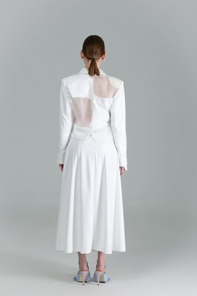 Asymmetric Blazer - Intertwined Back - White + Silicone