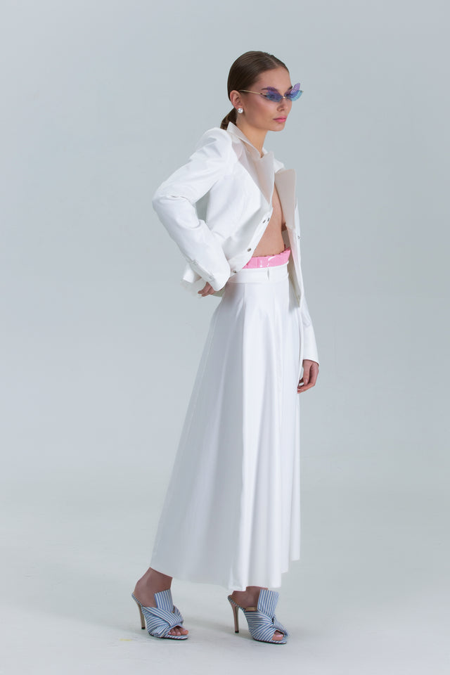Asymmetric Blazer - Intertwined Back - White + Silicone