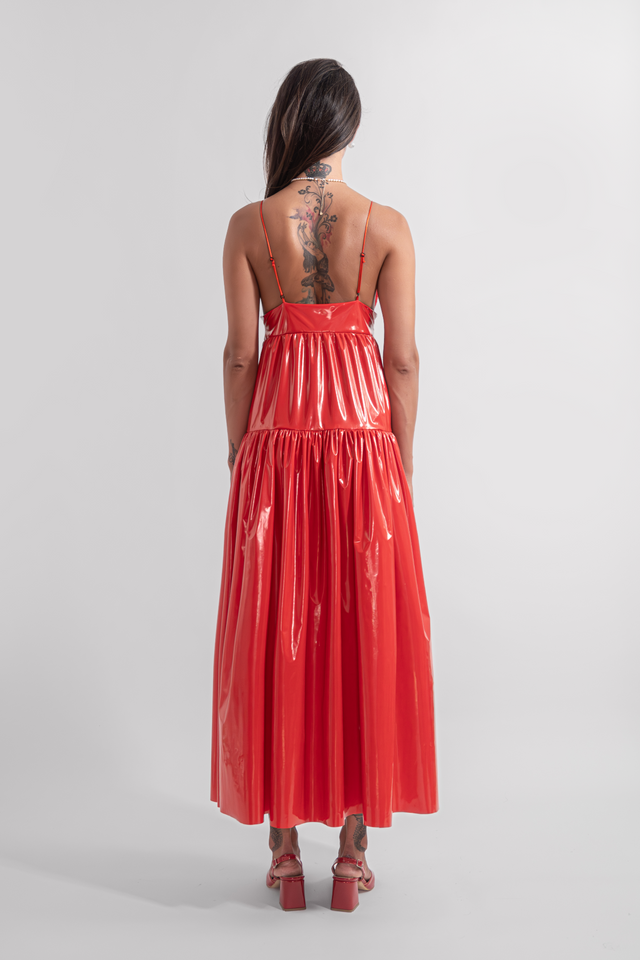 drop_waist_dress_latex_feel_red_back