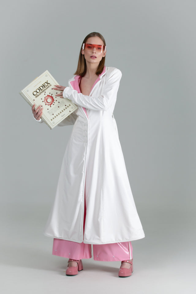 Reversible Vegan Trench Coat - Pink & White