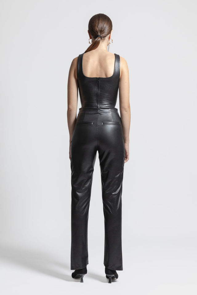 High Waist Trousers Latex Look - Black