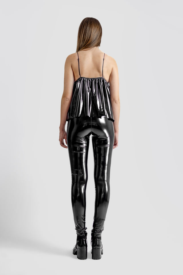 Latex Look Cami Top - Black