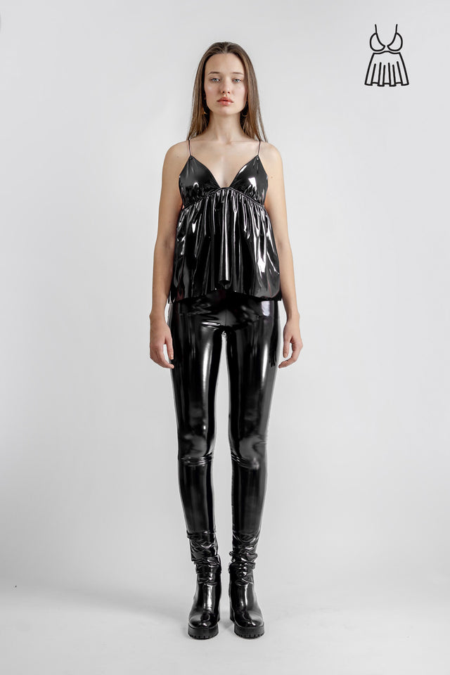 Latex Look Cami Top - Black