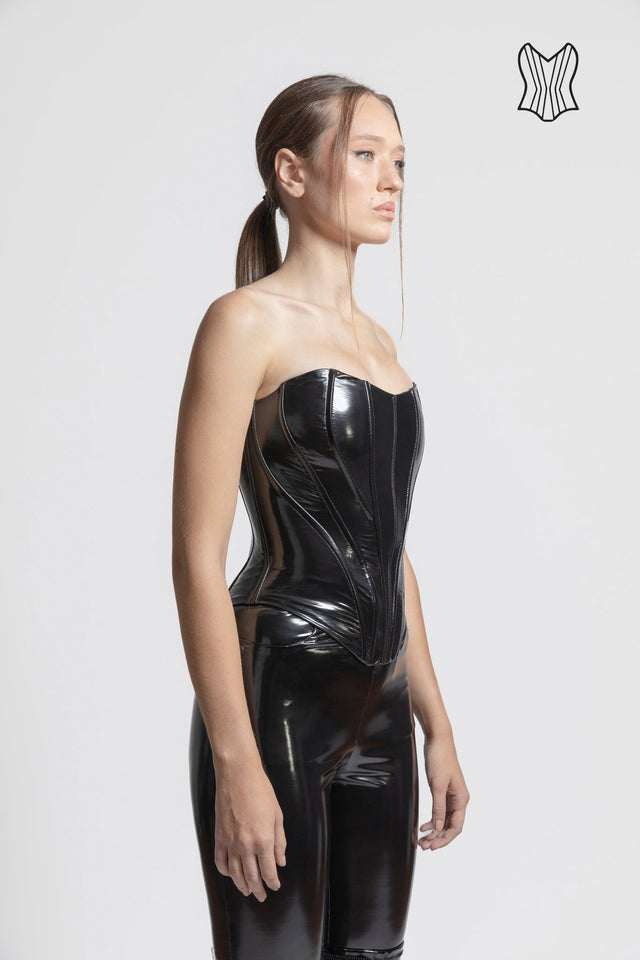 Corset Latex Look - Black