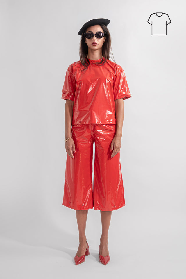 Latex Look T-shirt - Red
