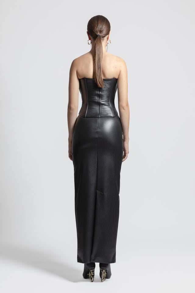 Pencil Skirt Faux Leather - Black