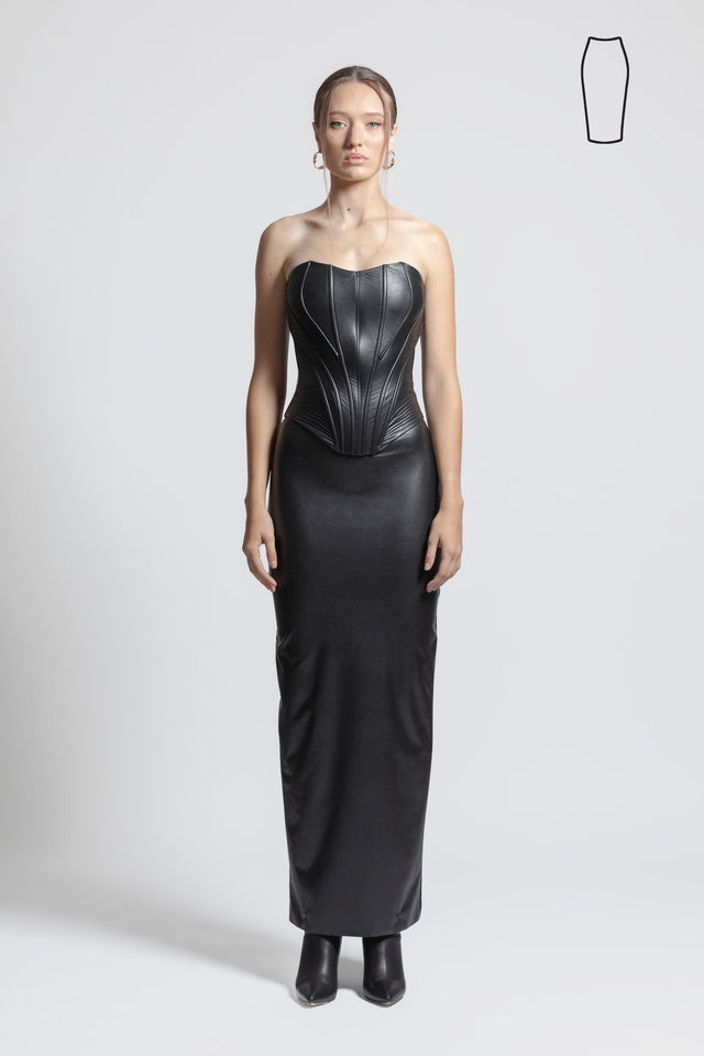 Pencil Skirt Faux Leather - Black