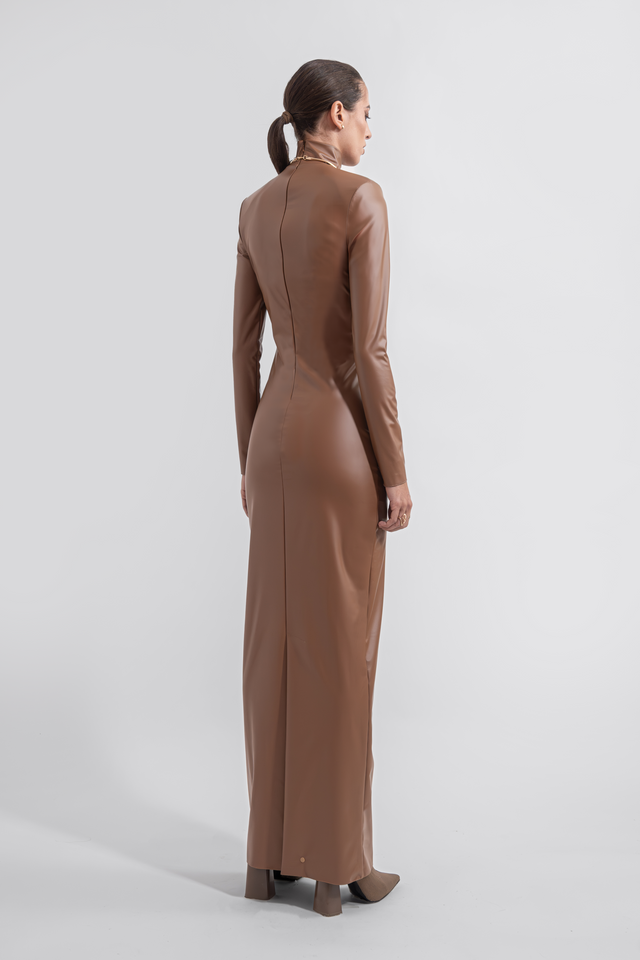 polo_long_dress_light_brown_color_bodycon_side