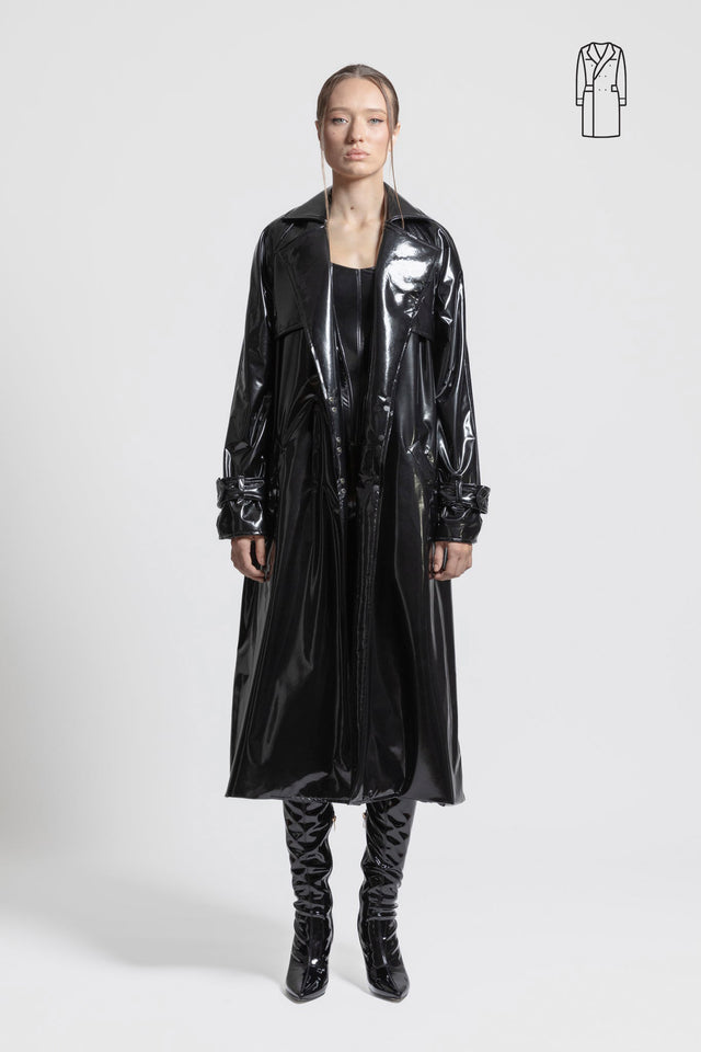 Straight Coat Latex Look - Black