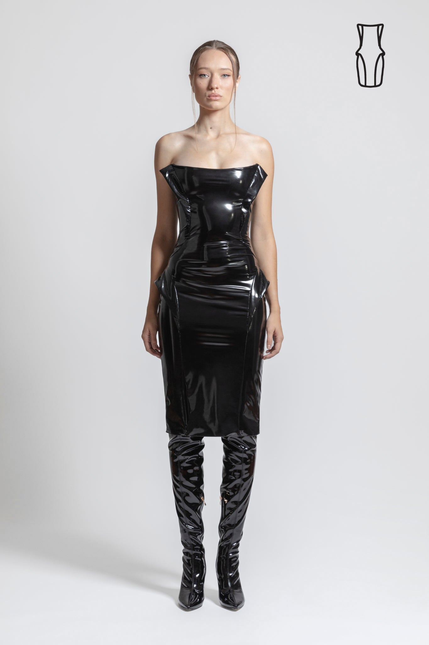 Strapless Latex Look Dress