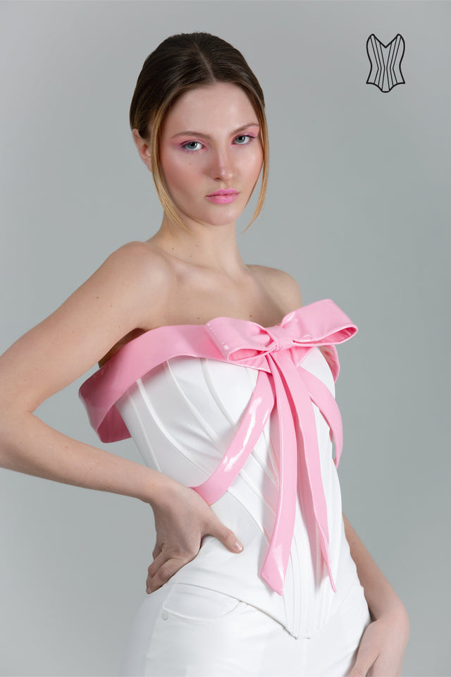 Vegan Leather Corset + Large Ribbon