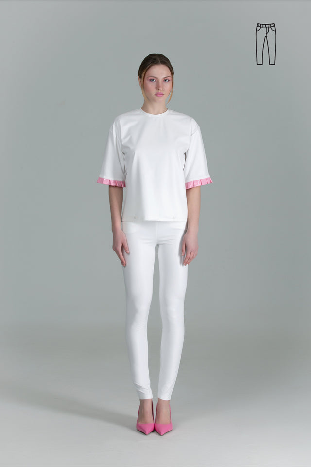 Faux Leather Slim Pants - White