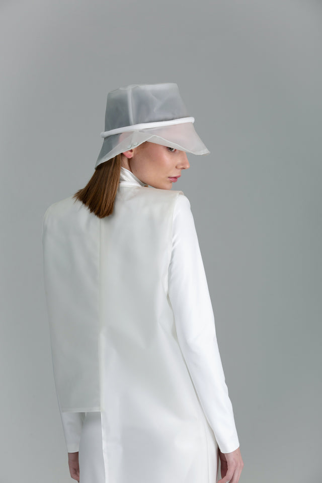 Freestyle Bucket Hat  - Sheer + White Piping