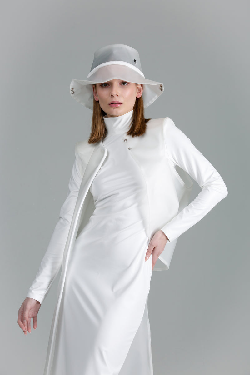 Freestyle Bucket Hat  - Sheer + White Piping