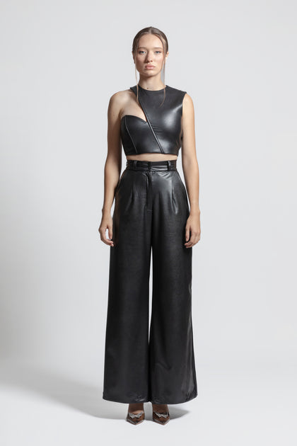 ASYMMETRIC LEATHER TOP