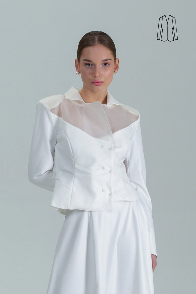 Asymmetric Blazer - Intertwined Back - White + Silicone