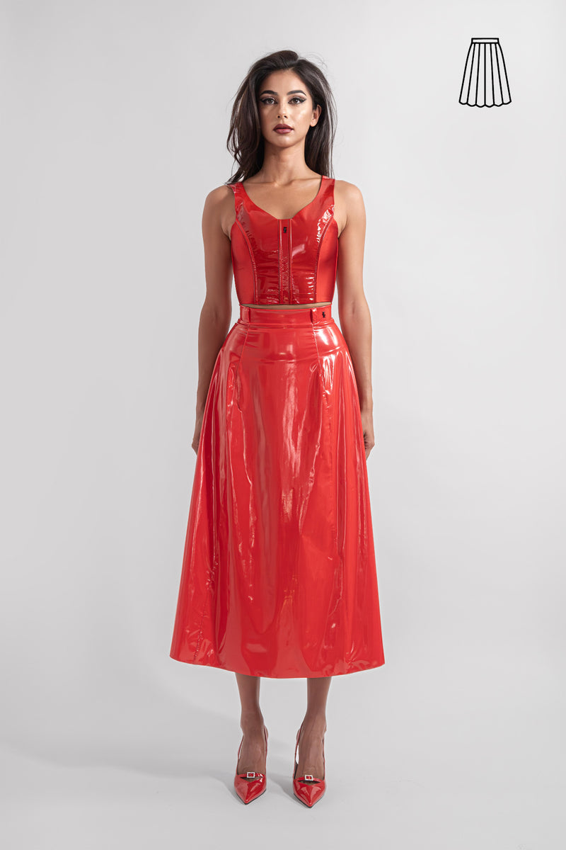 circular_skirt_latex_red_front