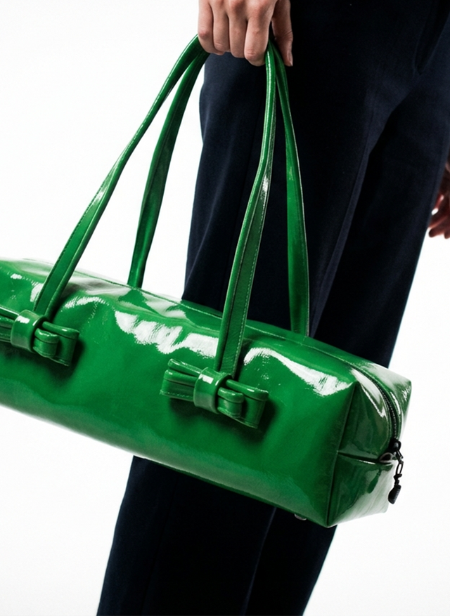 The Botanist Patent Leather Shoulder Bag - Green