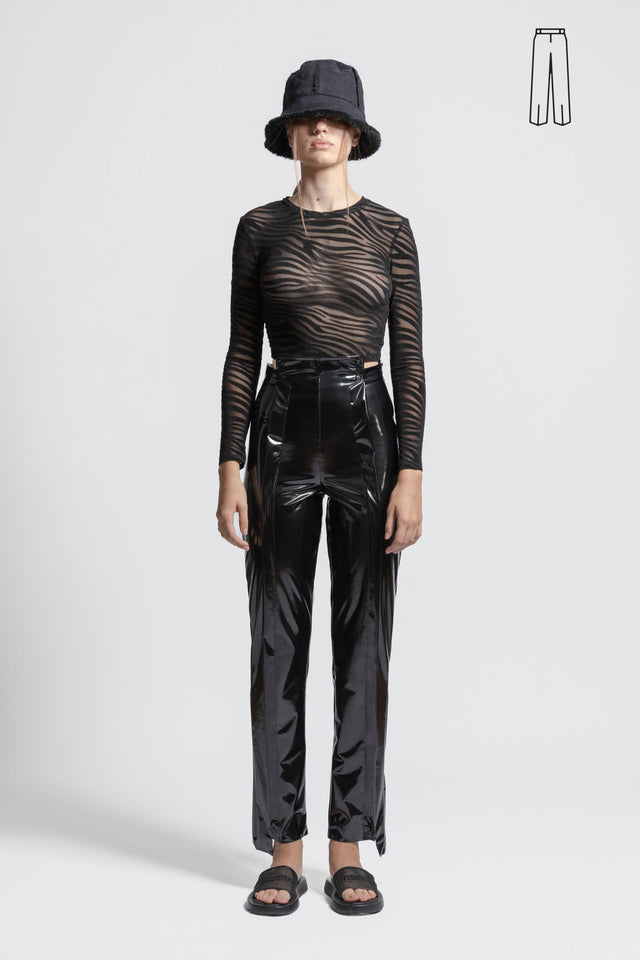 High Waist Trousers Latex Look - Black