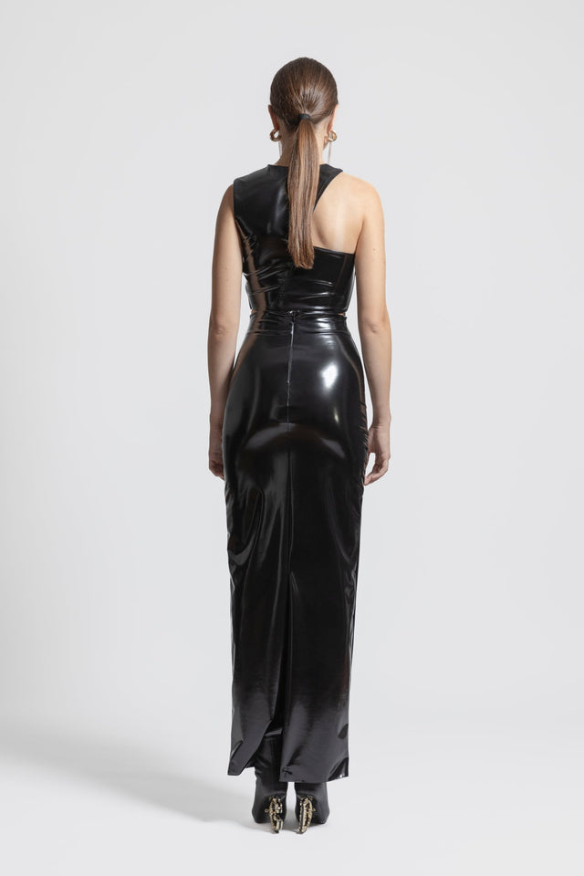 Pencil Skirt Latex Look - Black