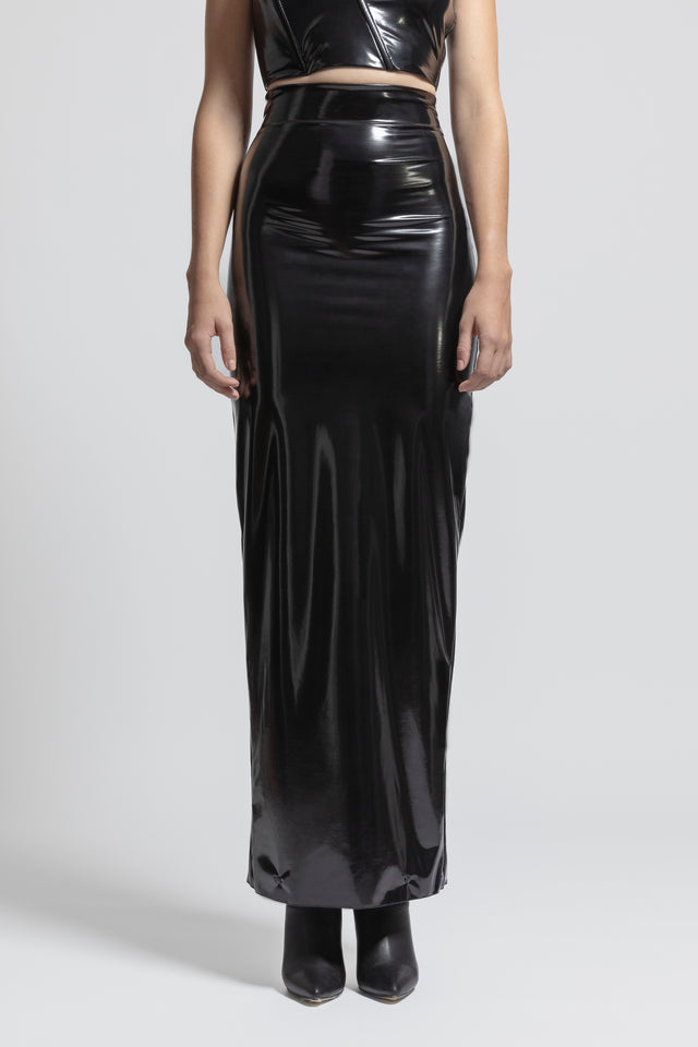 Pencil Skirt Latex Look - Black