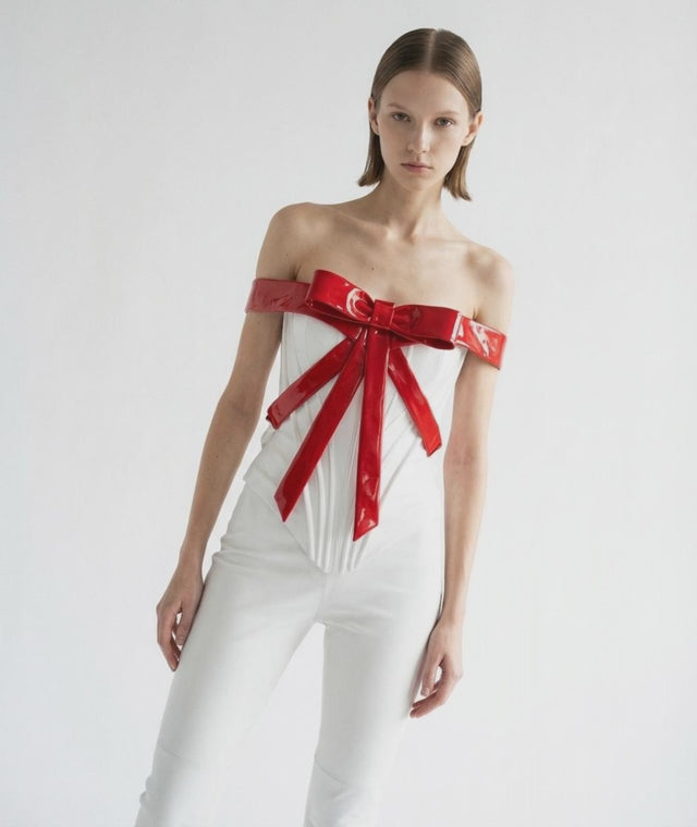 Festive Leather Corset + Large Ribbon