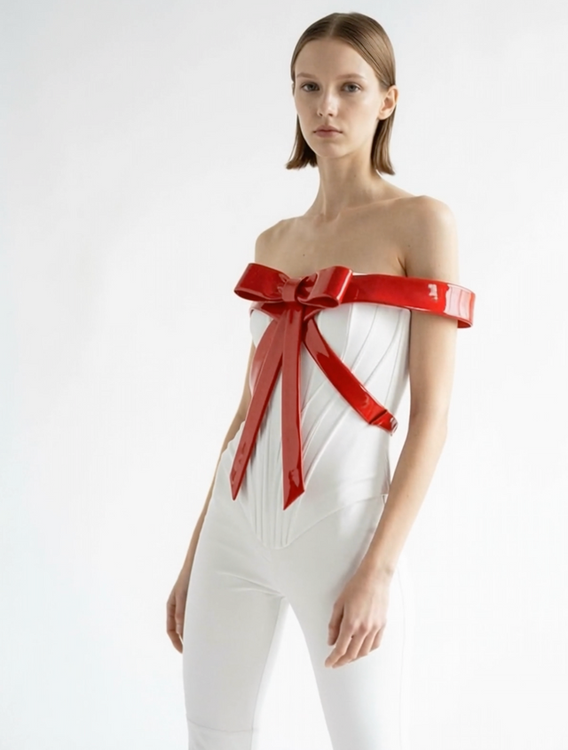 Festive Leather Corset + Large Ribbon