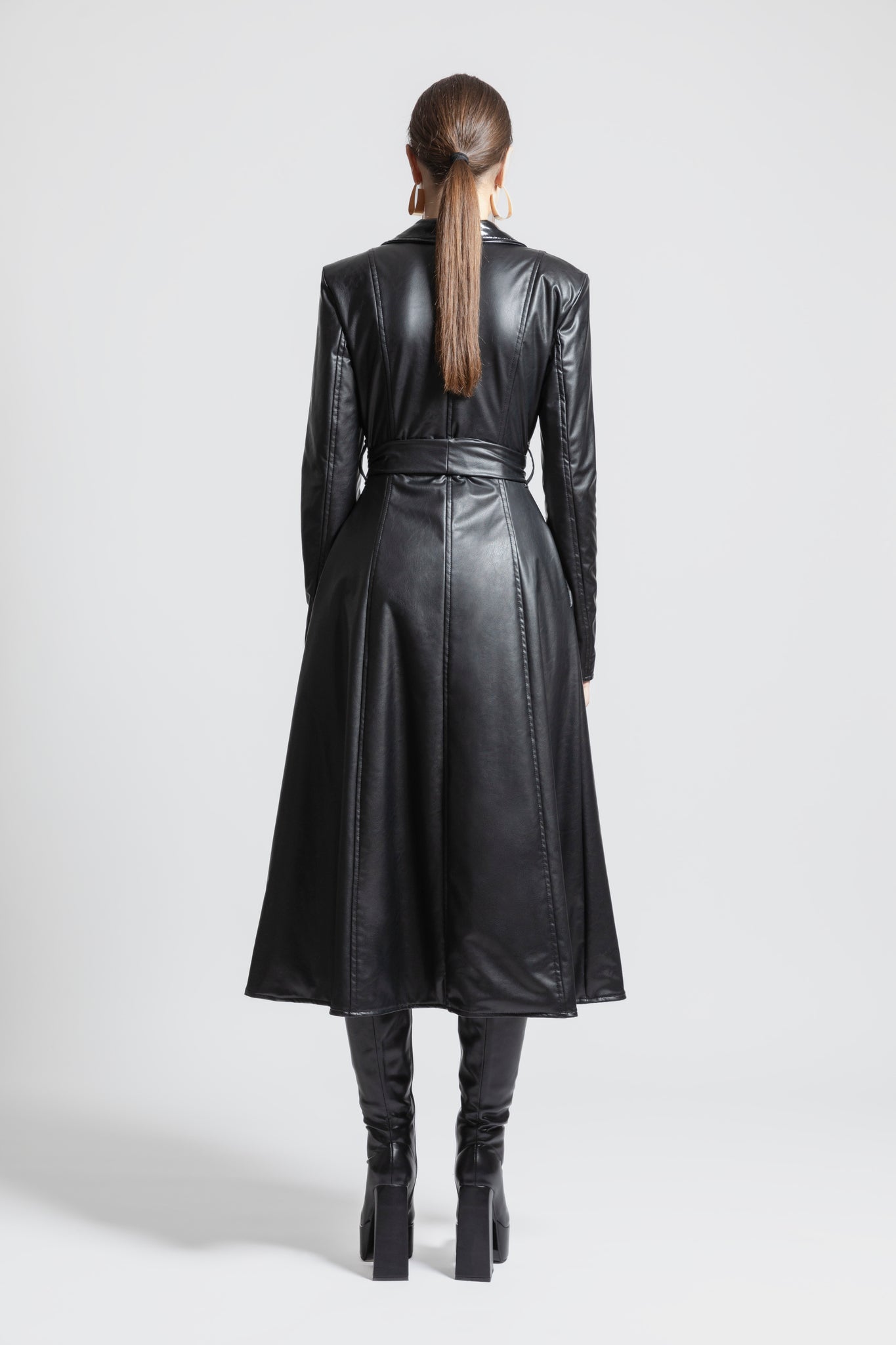 Black latex trench coat clearance
