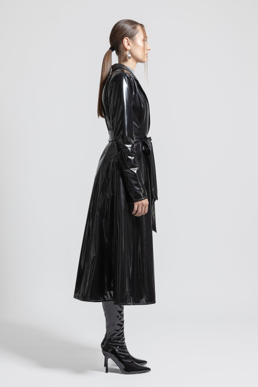 Black Latex Trench Coat main image 0