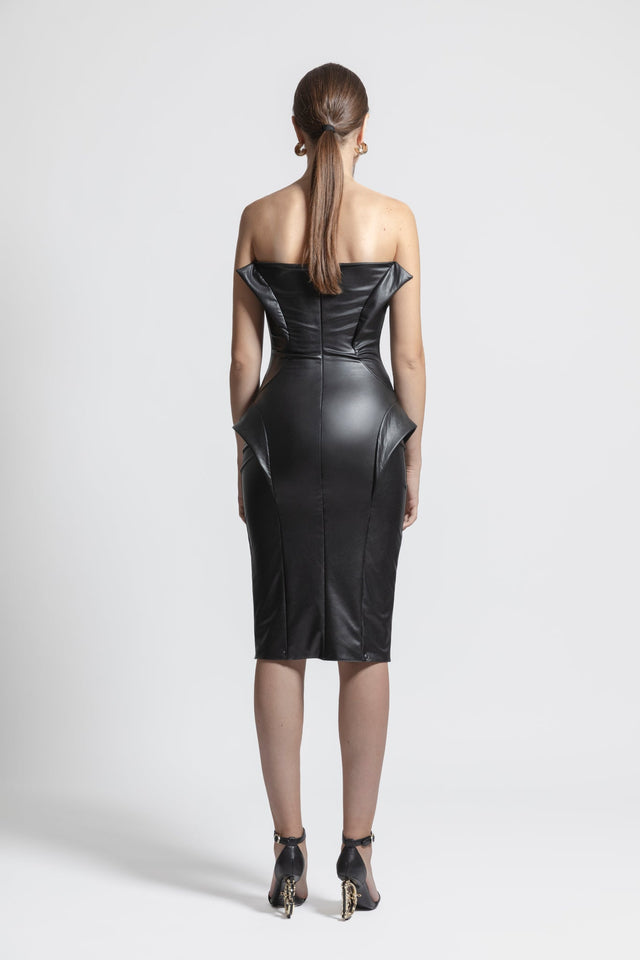 Strapless Latex Look Dress - Black TACRAI Strapless Latex Look Dress - Black TACRAI