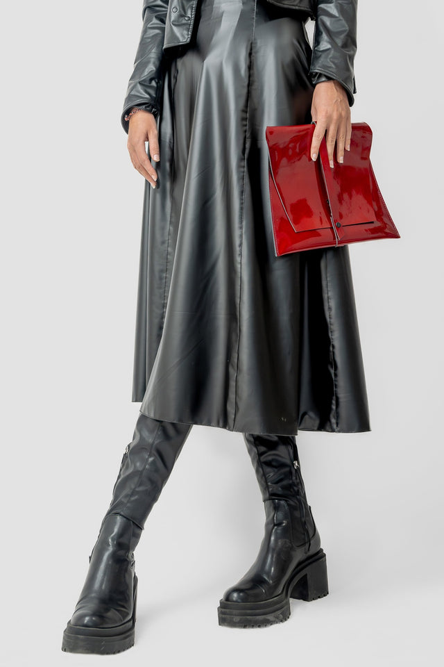 TACRAI metallic red clutch bag