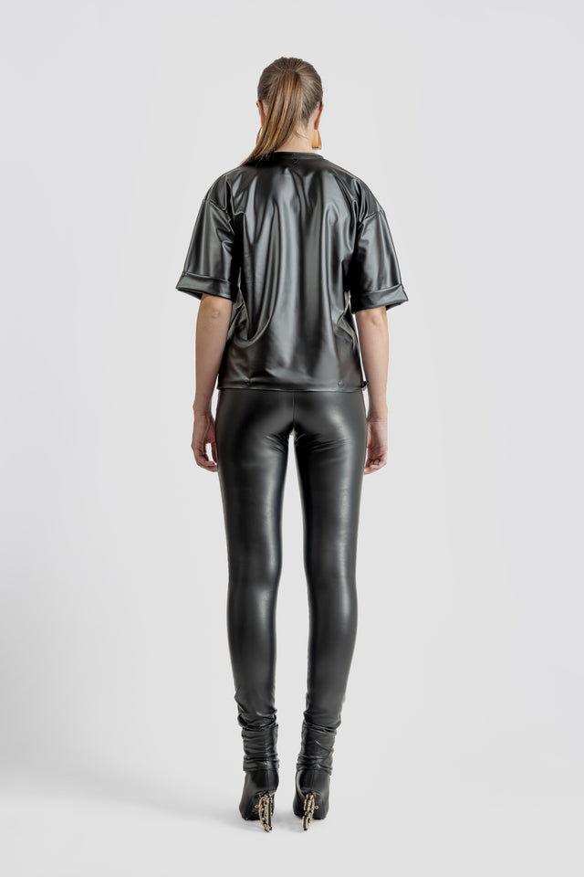 Latex Look T-shirt - Black