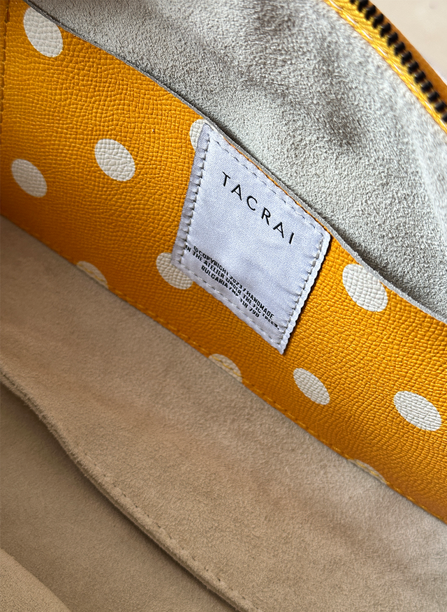The Citrine Leather Shoulder Bag - Yellow Polka